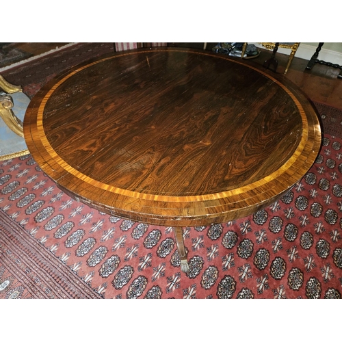 109 - A good Regency Rosewood Veneered and Crossbanded circular Centre Table on a platform quatrefoil base... 