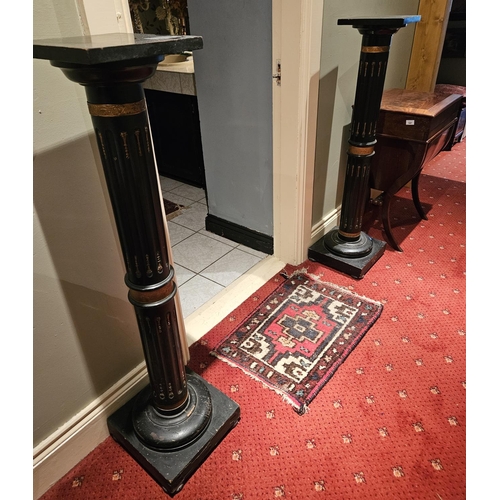 183 - A good pair of 19th Century Timber Urn Stands with ormolu mounts and turned fluted supports with pla... 