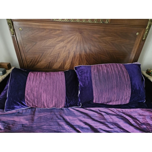 349 - A Bedspread, foot piece and cushions.