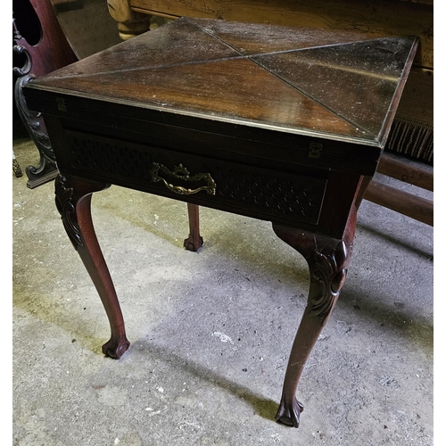 806 - An Edwardian Mahogany envelope Card Table. 55 x 55 x H 70 cm approx.