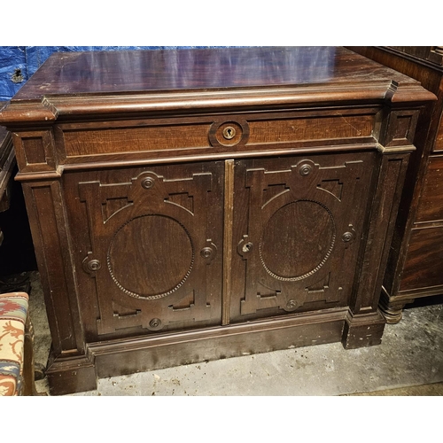 834 - A late 19th early 20th Century Arts and Crafts two door Side Cabinet. 113 x 55 x H 98 cm approx.