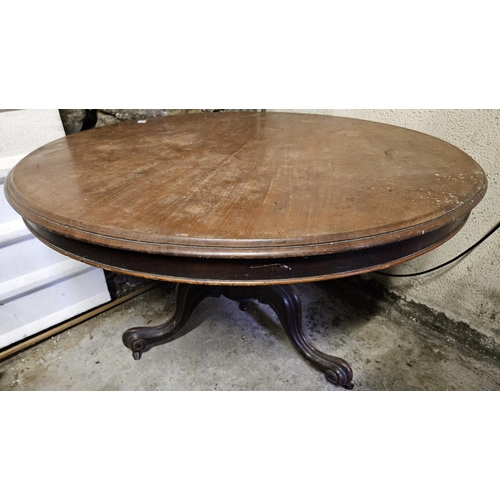 855 - A 19th Century Mahogany circular Supper Table on tripod supports. Diam. 120 x H71 cm approx.