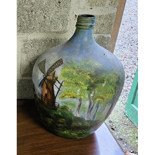 865 - A large hand painted Terracotta bulbous Pot.