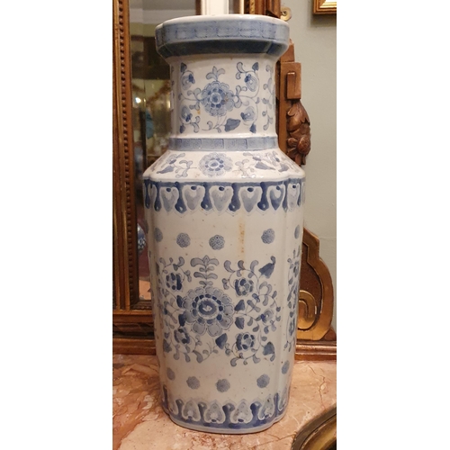 185 - A large Oriental porcelain Blue and White Vase. H 46 cm approx.