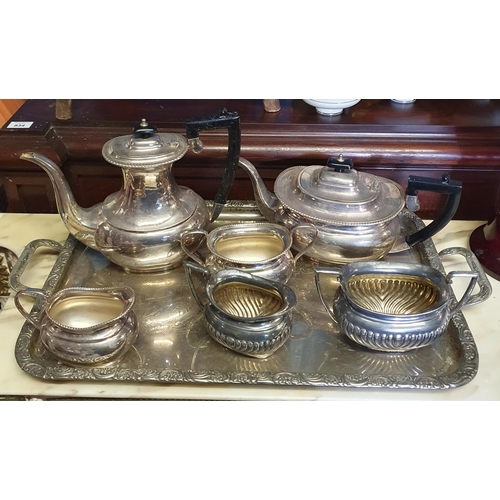 816 - A good Silver Plated Teaset with highly etched tray.