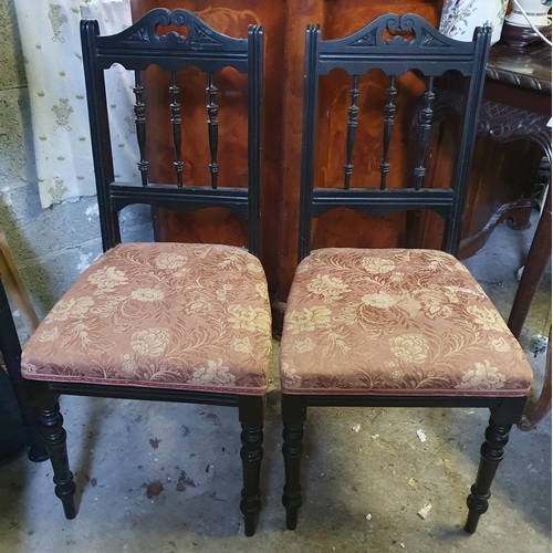 820 - Two early 20th Century Mahogany Chairs, a brass fire screen, along with a quantity of coloured print... 