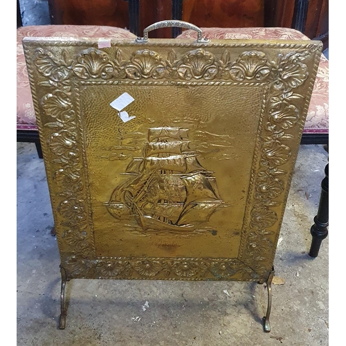 820 - Two early 20th Century Mahogany Chairs, a brass fire screen, along with a quantity of coloured print... 