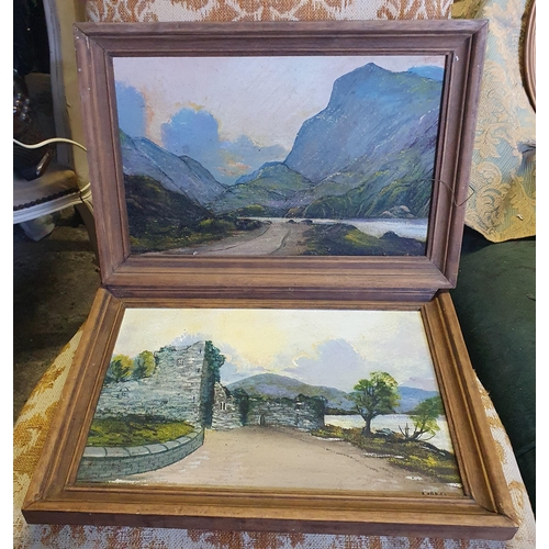 821 - Two 20th Century Oils on Board by A. O'Brien 25 x 36 cm approx, along with other oils.