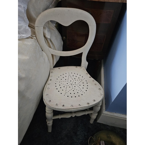 354 - An early 20th Century hand painted Mirror along with a painted Chair. 43 x 48 cm approx.