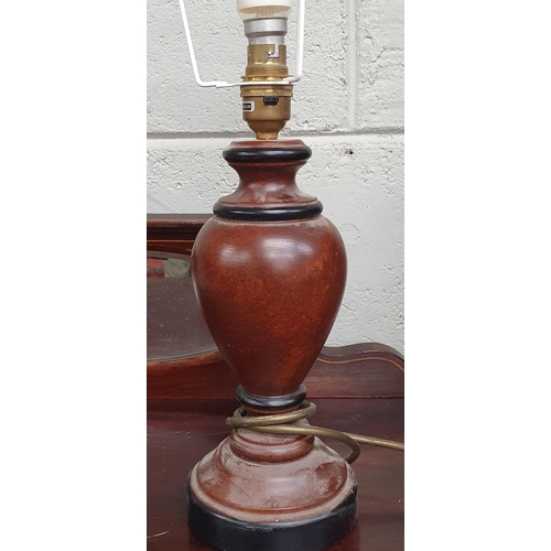 163 - A good Timber table Lamp along with a late 19th Century Vienna style Wall Clock and a Figure of an e... 