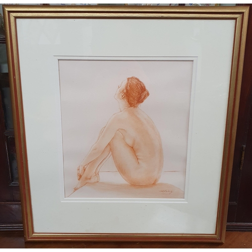 163B - A 20th Century colour Print of a naked woman. 45 x 41 cm approx.