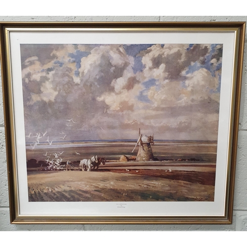 181 - After Edward Seago. 'The Landmark'. A coloured Print of working horses. 52 x 59 cm approx.