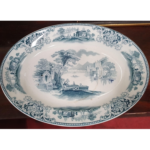 202 - Two Booths Tureens along with other blue and white delftware and meat platters.