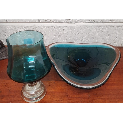 256 - An Italian Art Glass Centre Dish along with a stemmed bowl.