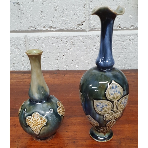 255 - Two 19th Century Royal Doulton salt glaze Bud Vases. H 20, H 15 cm approx.