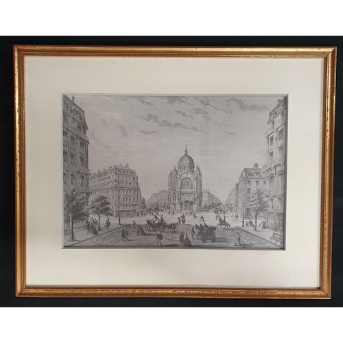 297 - A good Print of a street setting. No apparent signature. 44 x 56 cm approx.