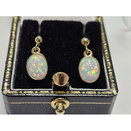 314 - A pair of 9ct Gold and Opal set Earrings.