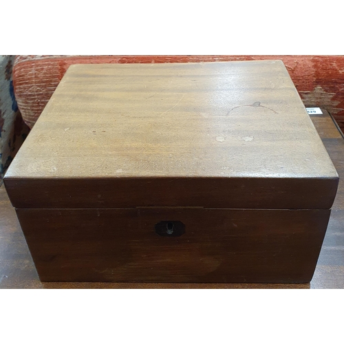 430 - A 19th Century Mahogany Campaign Writing Slope. (lacking interior). 29.5 x 24 x H 15 cm approx.