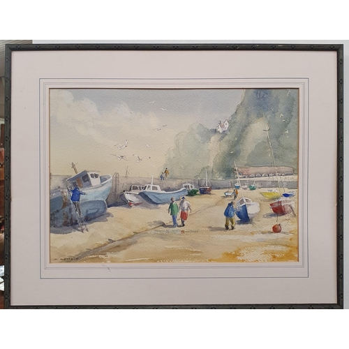 547 - A 20th Century Watercolour of moored boats by M Sheffield. Signed LL., along with a watercolour stil... 