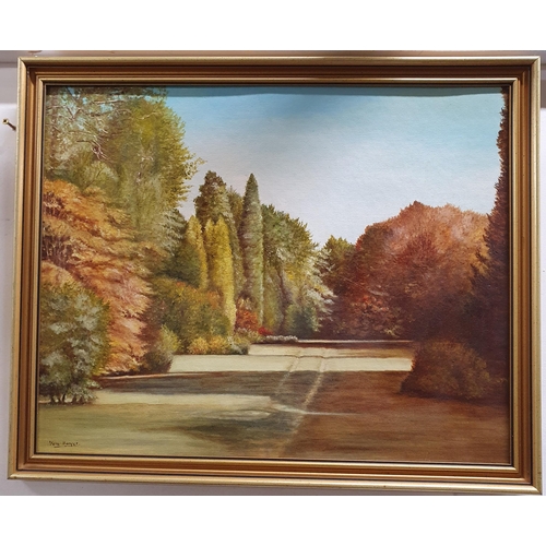 649 - Vera Harper; A 20th Century Oil On Canvas of a garden setting, signed LL. 40 x 50 cm approx.