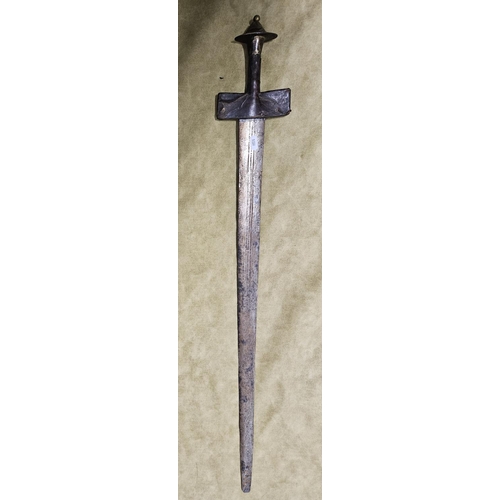 690 - A good Medieval style Sword with leather handle.