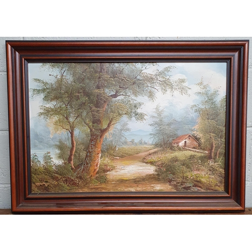 840 - A 20th Century Oil on Canvas of a path in a wooded landscape. No apparent signature.
50 x 75 cm appr... 