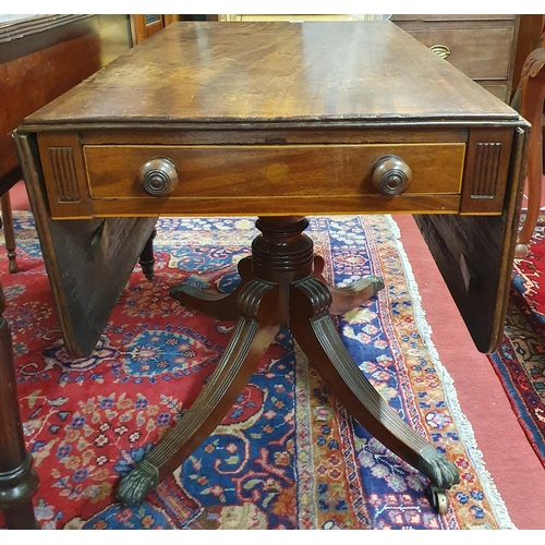 905 - A good Regency Mahogany Pembroke Table with single frieze drawer and brass claw castors. 94 x 116 x ... 