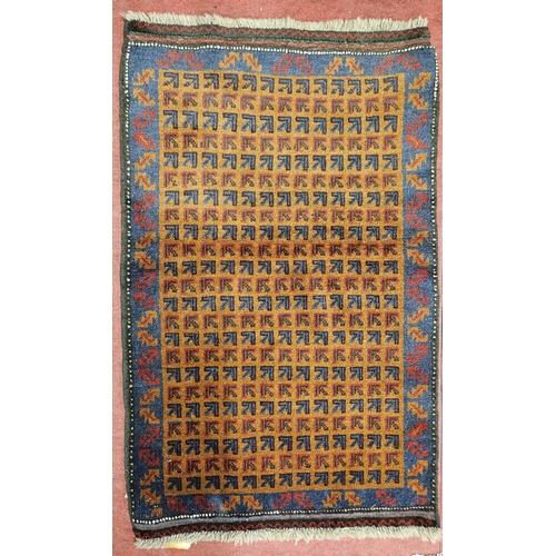 970 - An Afghan Balochi nomadic Rug with a unique all over design. W 86 cm approx.