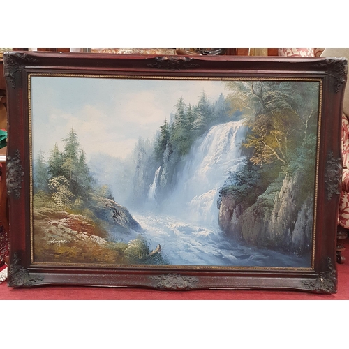 981 - Eugene Kingman was an American painter who was born in 1909.  A large Oil on Board of a waterfall fa... 