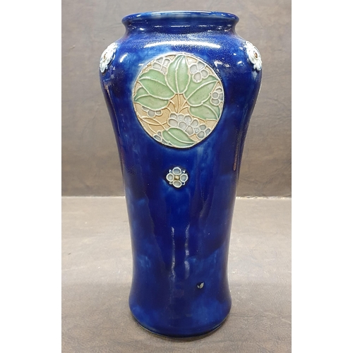 1028 - A 19th Century Royal Doulton salt glaze Vase with green and blue ground. H 25 cm approx.