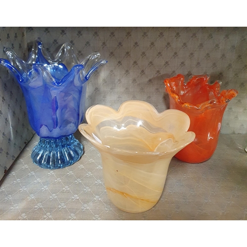 1061 - Three Murano Glass Pots. Tallest being 17 cm approx.