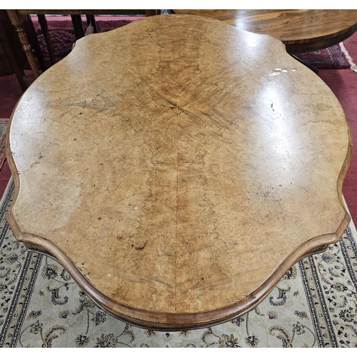 1114 - An impressive 19th Century Walnut and Burr Walnut Centre Table of large size with a carved scissors ... 