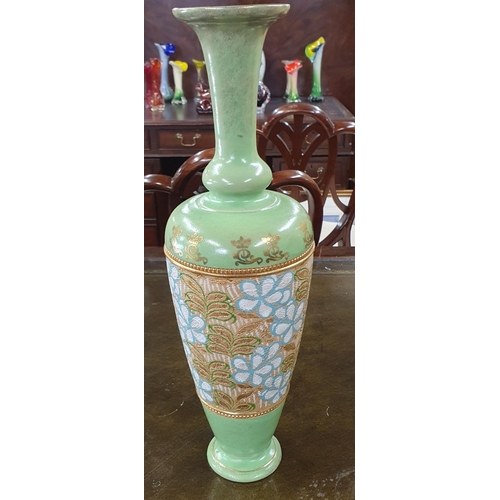 1127 - A good green ground 19th Century Royal Doulton salt glaze Vase. H 41 cm approx.