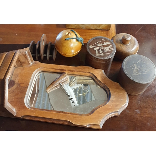 1179 - A quantity of Treen and other Items to include Tunbridge ware and a 19th Century oval stool.