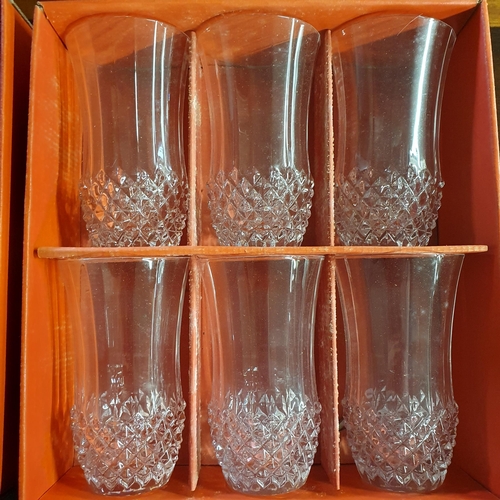 1181 - A good set of twelve drinking Glasses along with a set of six hock glasses. H 13 cm approx.