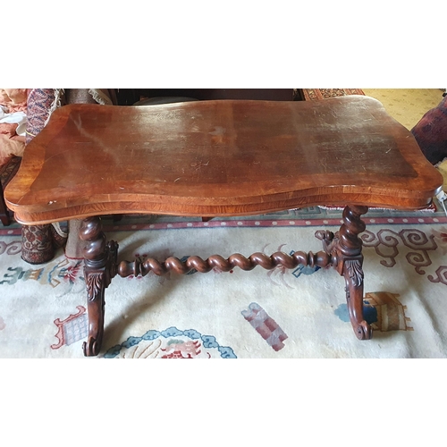 1188 - A good 19th Century Walnut and Veneered Centre Table on barley twist supports and barley twist stret... 