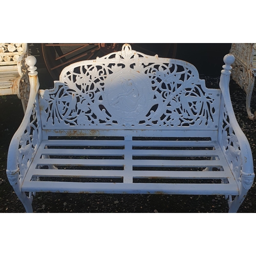 1236 - A good cast Iron garden Bench with pierced outline. H 92 x W 107 x D 60 cm approx.