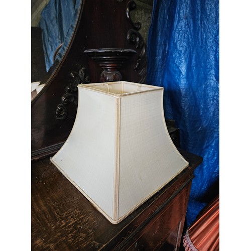 786 - A good Brass and ceramic Lamp along with a quantity of Shades.