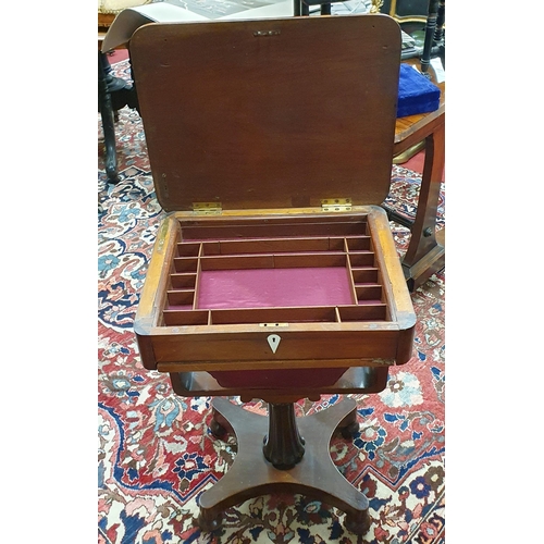 5 - An early 19th Century Mahogany work Table on fluted supports with a platform base. 50 x 39 x H 73 cm... 