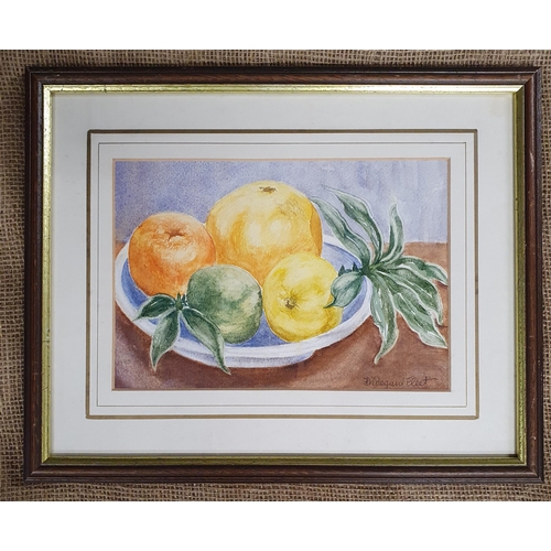 68 - A 20th Century Watercolour still life of fruit on a table setting by Hildegard Fleet. Signed LR. 17 ... 