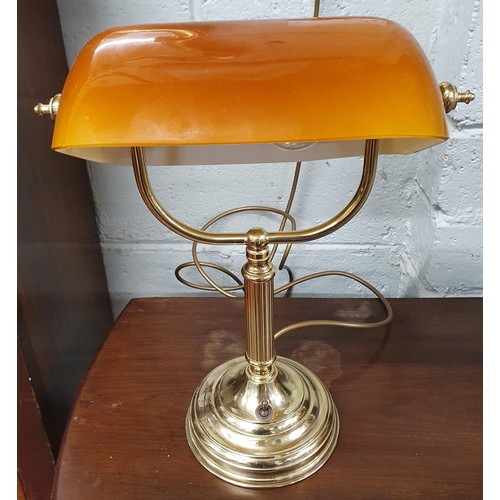 82 - A Brass and Glass Desk Lamp. H 36 cm approx.