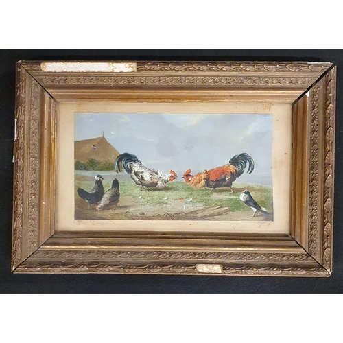 95 - A good 19th Century coloured Print of a cock fight.
24 x 36 cm approx.