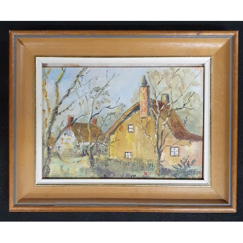 96 - Column Knight. A 20th Century Watercolour of a street scene. Signed LR along with a small oil on boa... 