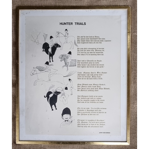 110 - Two Collage depicting 'Hunter trials', the poem after John Betjeman along with 'High lost' words by ... 