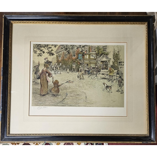 724 - A lovely 19th Century Artists Proof Print after Cecil Alden of a marketplace scene. Signed in the ma... 