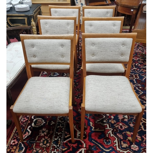 274 - A good set of six mid Century Oak Dining Chairs on square tapered supports. W 48 cm approx.