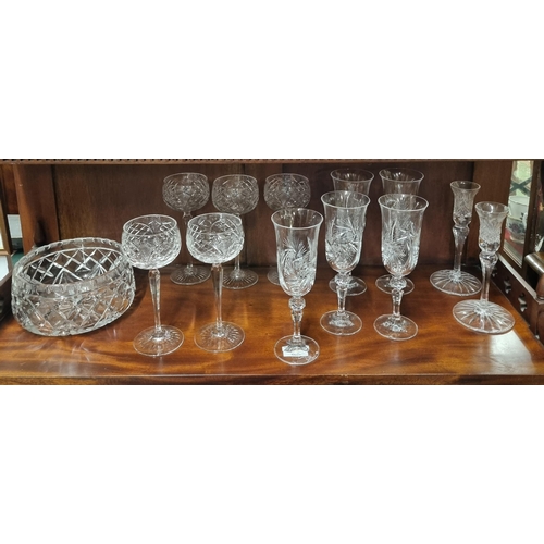 568 - A good quantity of Crystal Glassware to include champagne flutes, hock glasses etc.