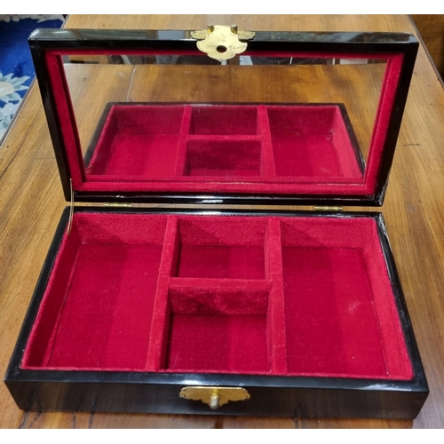 584 - A vintage Oriental Gong along with an Oriental scroll and an ebonised mother of pearl box.