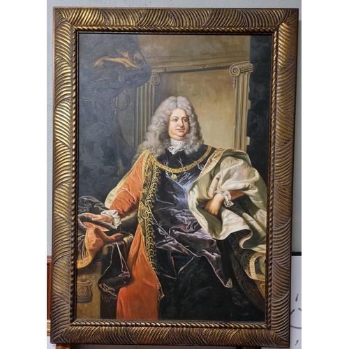 597 - A large Oil on Canvas of a portly Gentleman in period dress wearing the Order of the golden Fleece, ... 