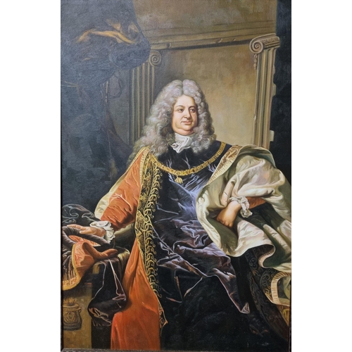 597 - A large Oil on Canvas of a portly Gentleman in period dress wearing the Order of the golden Fleece, ... 